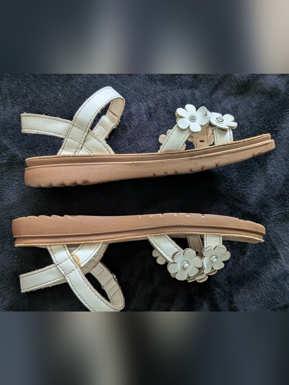 Girls Annie Floral Strap Sandals, White / Size 13 - Picture 3 of 9